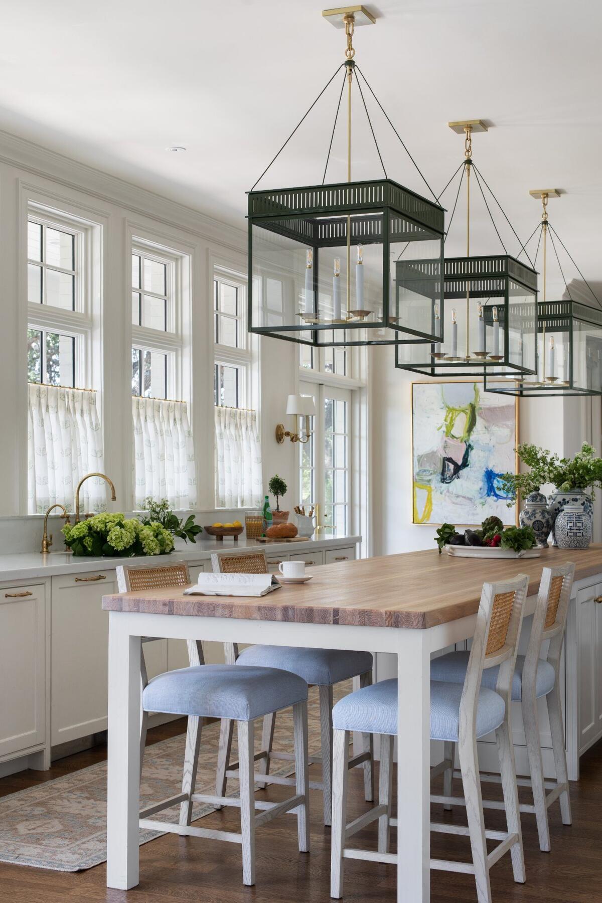 Kitchen with butcher block island